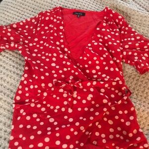 Lea & Viola Red Wrap Tie Front Blouse